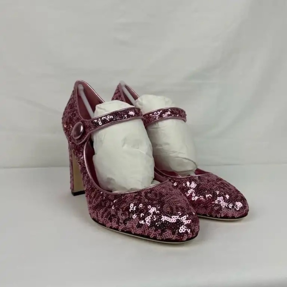 Dolce & Gabbana Pink sequin mary jane heels size 39.5 EU